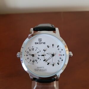 Brand New Skone Silver & White Dual Dial Men's Watch